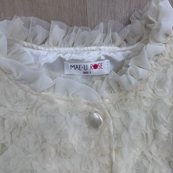 Girl’s Tulle Cream Jacket, size 7 - Picture 2 of 6